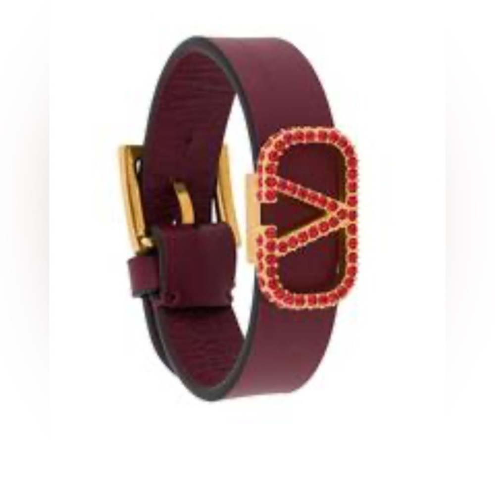 Valentino Red Bracelet with Gold Embellished Logo